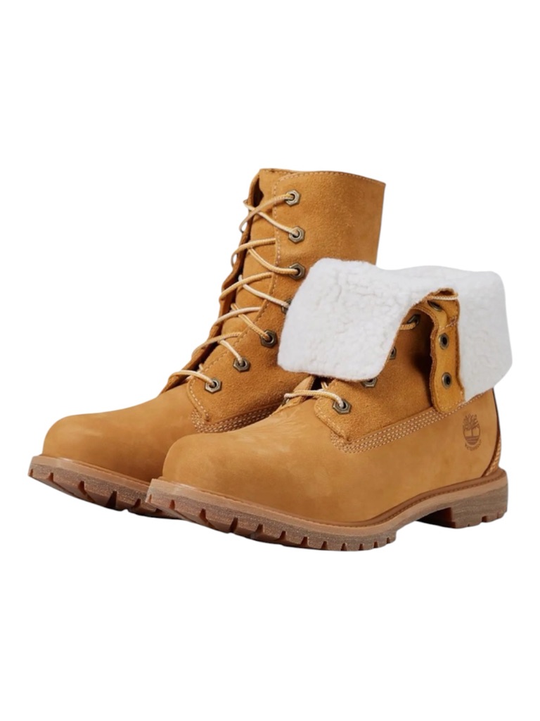 Like New Women’s Timberland Warm-Lined Roll-Top Fold Teddy Fleece Boots